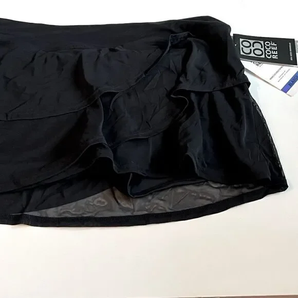 Coco Reef Women's Castaway Black Sway Mesh Layer Swim Skort black skirt short - Picture 6 of 8